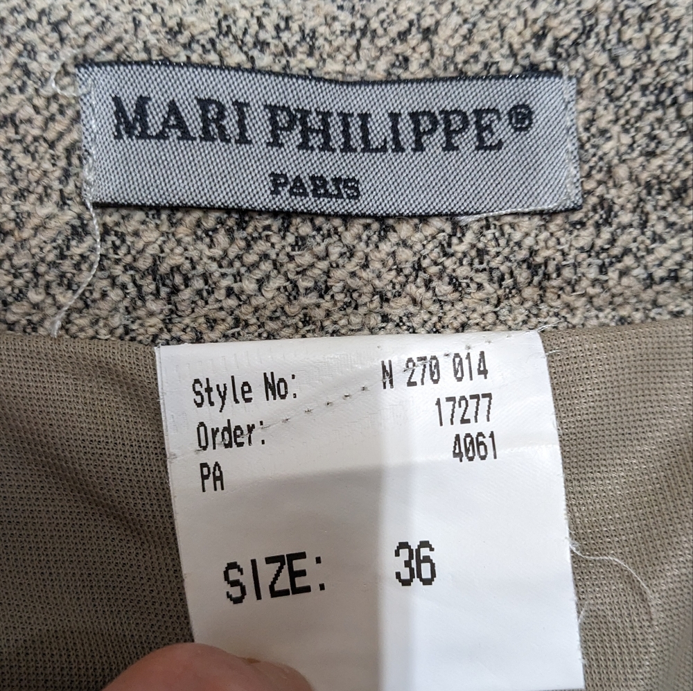 Vintage Mari Philippe Paris Beige Gray Virgin Wool Maxi Skirt - Picture 10 of 13